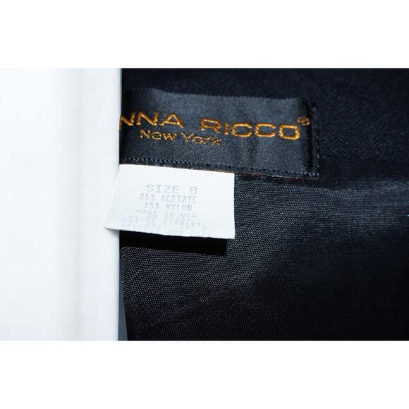 Vintage Donna Ricco Black Midi Dress Size 8 USA Made | 80s 90s Keyhole Neck - Picture 10 of 10